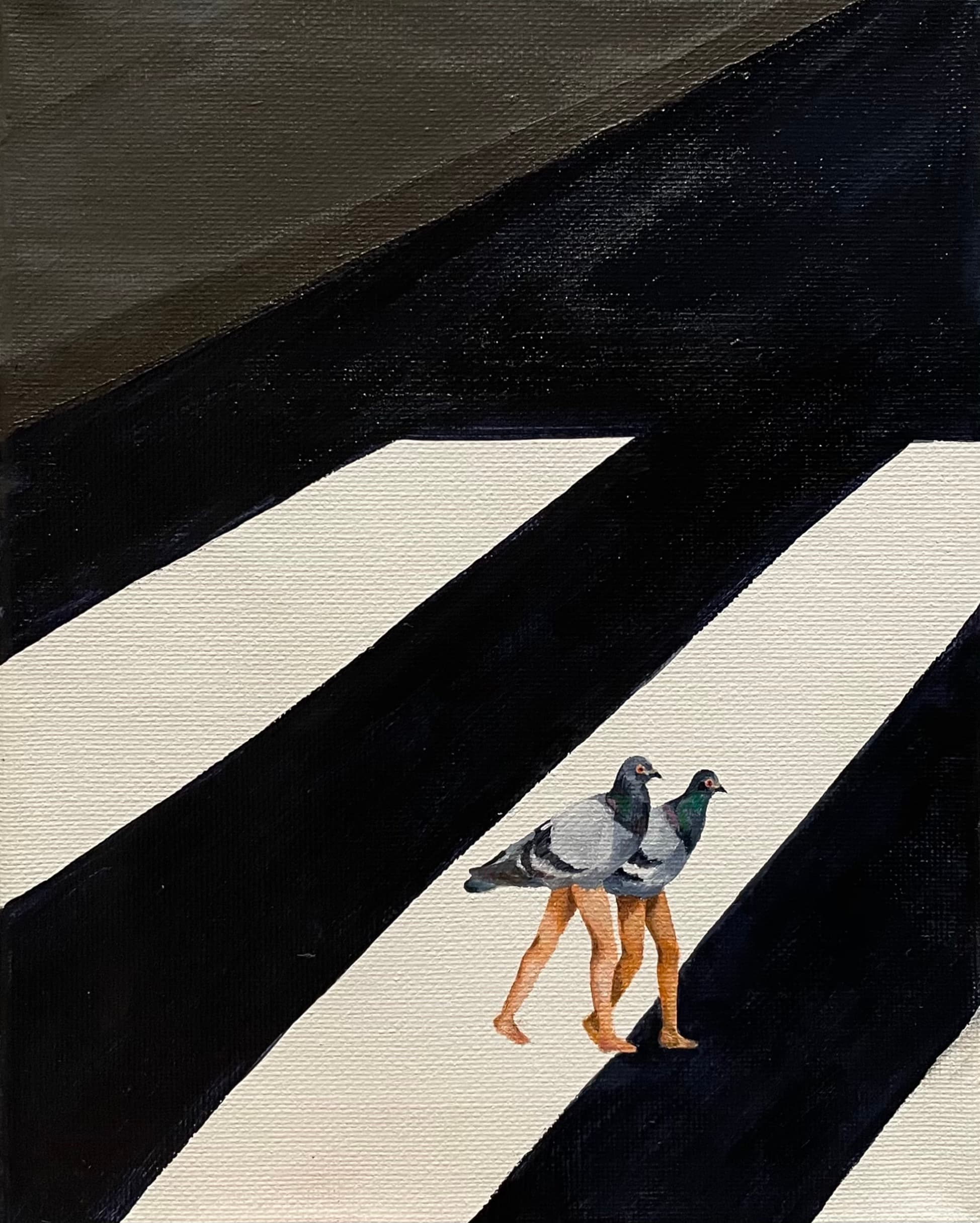 Just Walking, oil on canvas by Allegra.